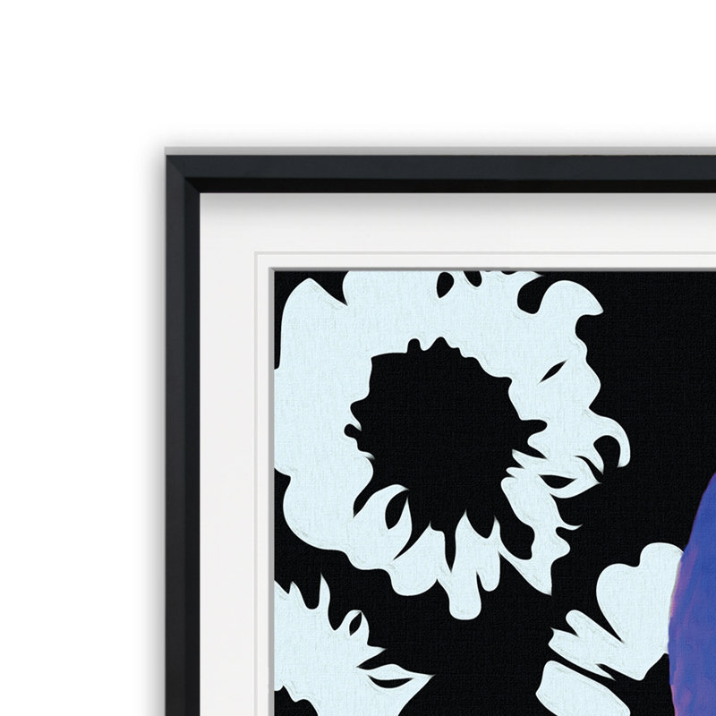 «Black and Bloom III», reproduction de peinture à l'huile, H 23 po x l 23 po x P 1,5 po, Cadre noir