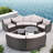 9-piece Outdoor Half-moon Wicker Conversation Sets With 1 Nesting Coffee Table And Tempered Glass Top