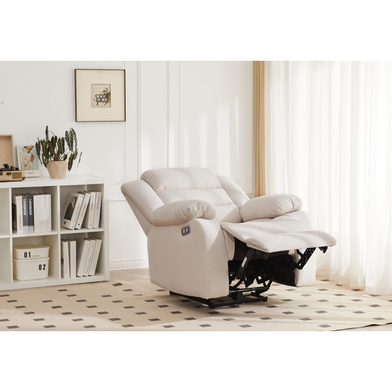 Fauteuil inclinable électrique rembourré, Microfibre beige
