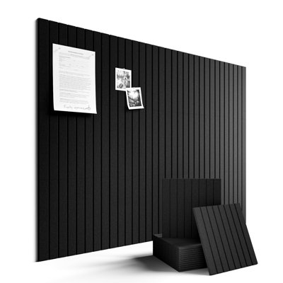 48" x 36" Large Felt Bulletin Board, Black | 12 Pack Cork Board Alternative with 60 Safe Adhesive Tabs, Pin Boards for Wall Decor, Home, Office, Classroom,Dorm