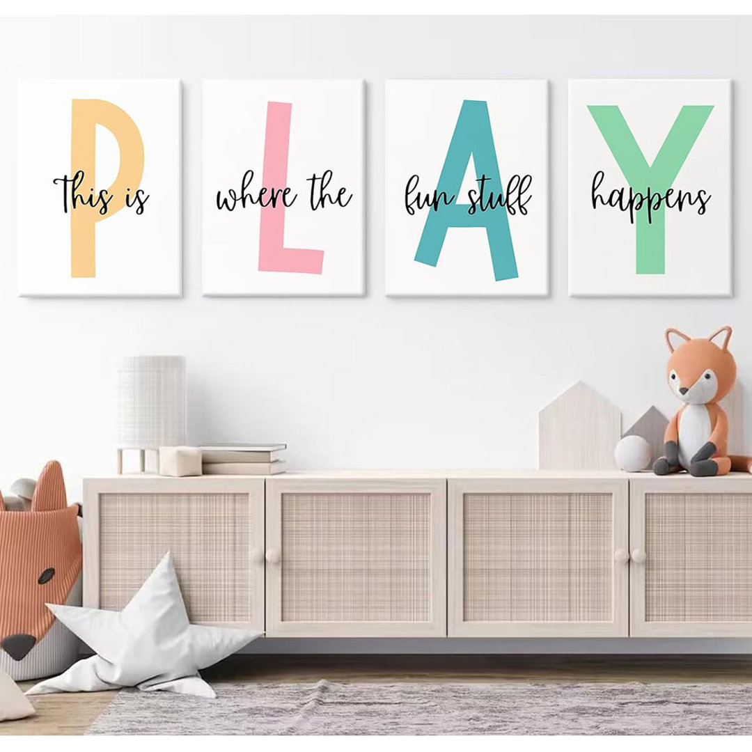 Kids Playroom Wall Art Boys Room Wall Decor Childrens Playroom Canvas Prints Baby Boy Kids Room Poster Decor Toddler Nursery Print Artwork Let's Play