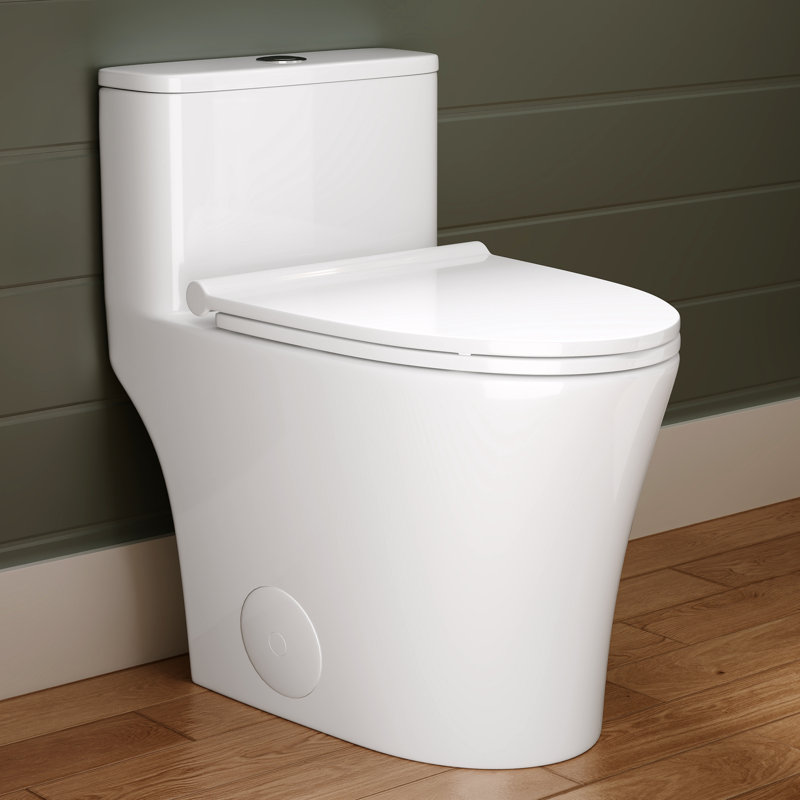 Toilette compacte une pièce moderne pour petites salles de bain, toilette à jupe allongée avec siège à fermeture en douceur, chasse d'eau puissante de 1,28 GPF