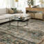 Tapis vintage lavable à la machine avec dossier antidérapant - bleu-258000622