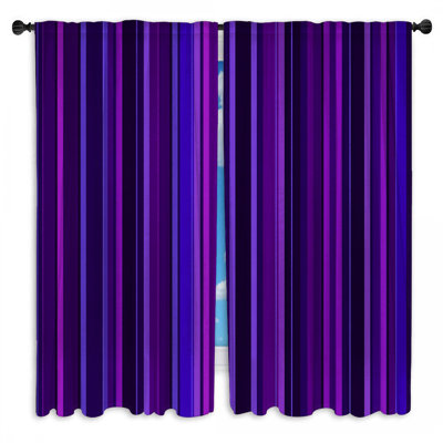 Motif de rideaux de fenêtre à rayures bleues et mauves - 2 panneaux