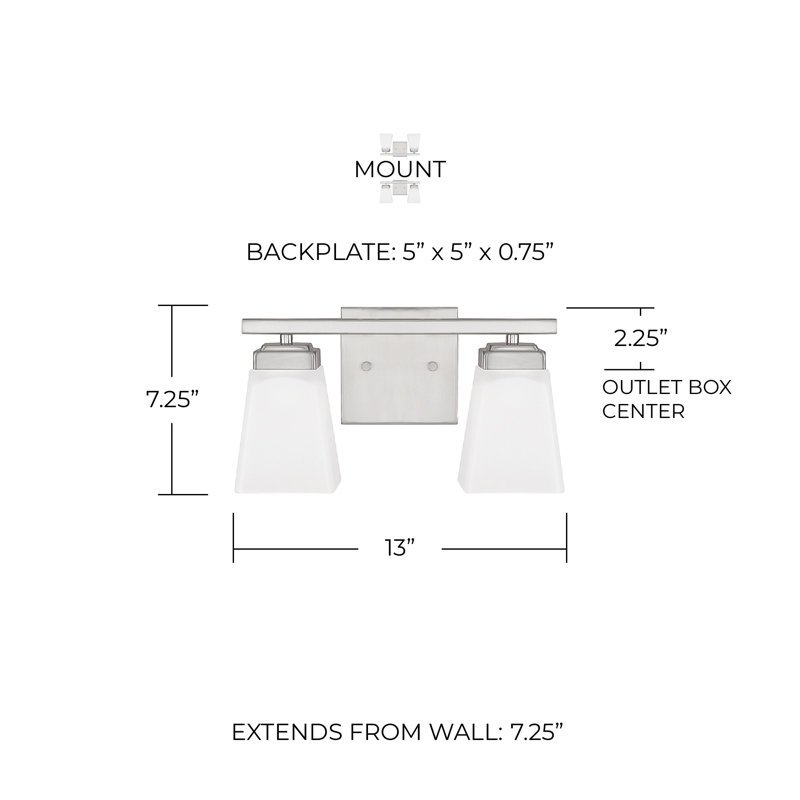 Éclairage pour meuble-lavabo à intensité variable Baxley, Nickel brossé, 2