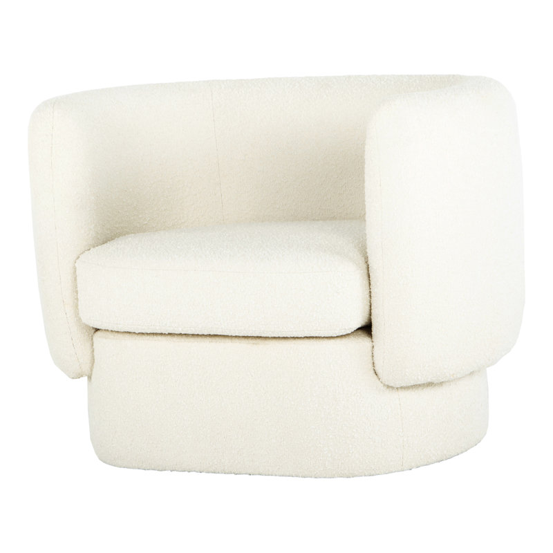 Koba Barrel Chair, White Boucle