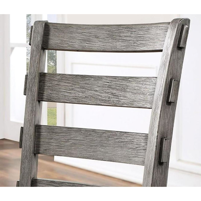 Chaises de salle à manger grises 2 pièces, dossier, siège rembourré en tissu, dossier en bois massif, revêtement