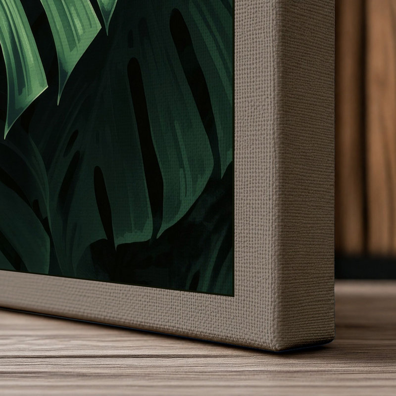 Monstera Leaf Study Botanical - Wrapped Canvas, 30x20 - 76.2 x 50.8 cm, Taupe Border
