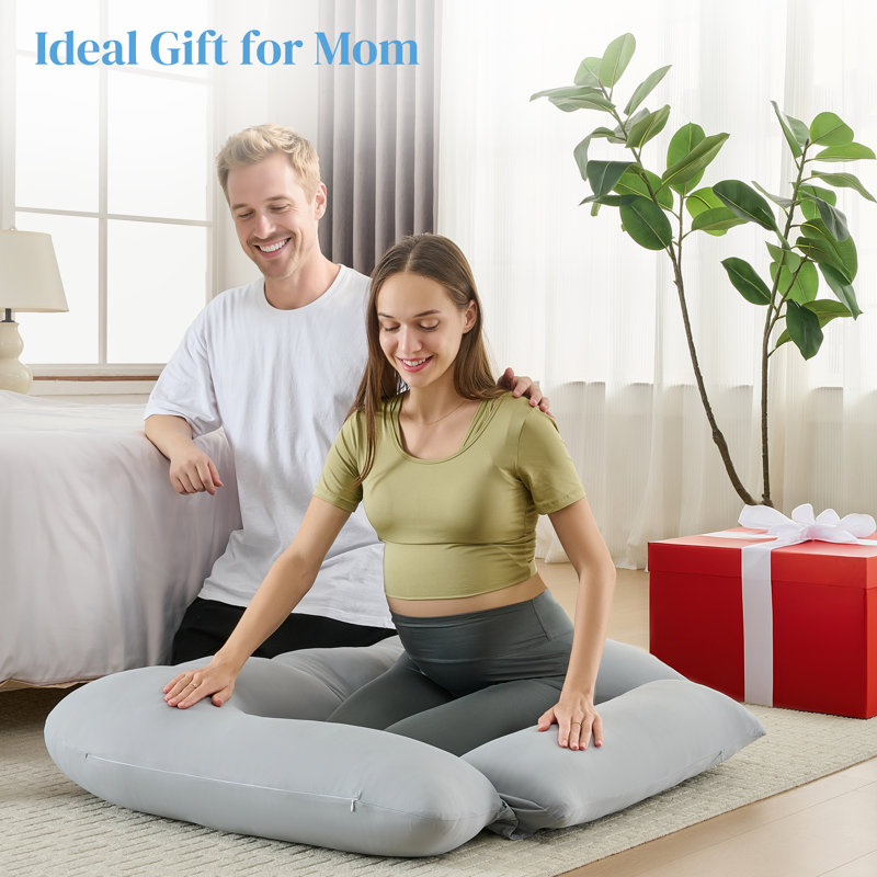 Cooling Pregnancy Pillow for Sleeping with Silky Cool Touch Cover, Support for Back, Legs, Belly for Pregnant Women (51 Inch)