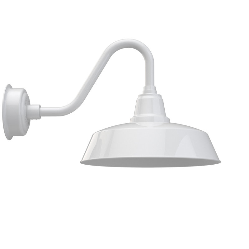 Luminaire de grange d'extérieur Vandervliet, H 14,12 po x l 16 po x p 24,25 po, Blanc