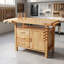 Banc de travail en bois au fini naturel - Table de travail spacieuse en bois d'hévéa de 50 po avec beaucoup de rangement