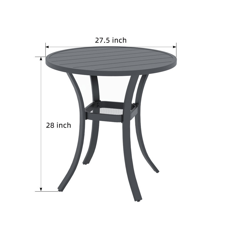 Ensemble de salle à manger pour 2 personnes en métal avec table ronde, Brun
