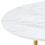 Table de salle à manger ronde extensible avec plateau en panneau de fibres à densité moyenne blanc et piédestal doré, pour 4 à 6 personnes, cuisine ou salle à manger moderne-131249591