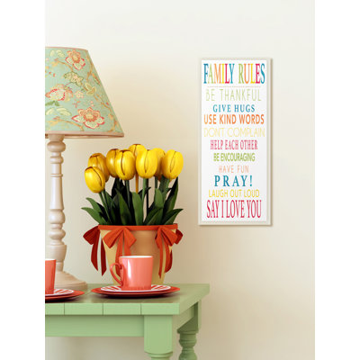 «Family Rules Be Thankful», reproduction d'art textuel sur toile
