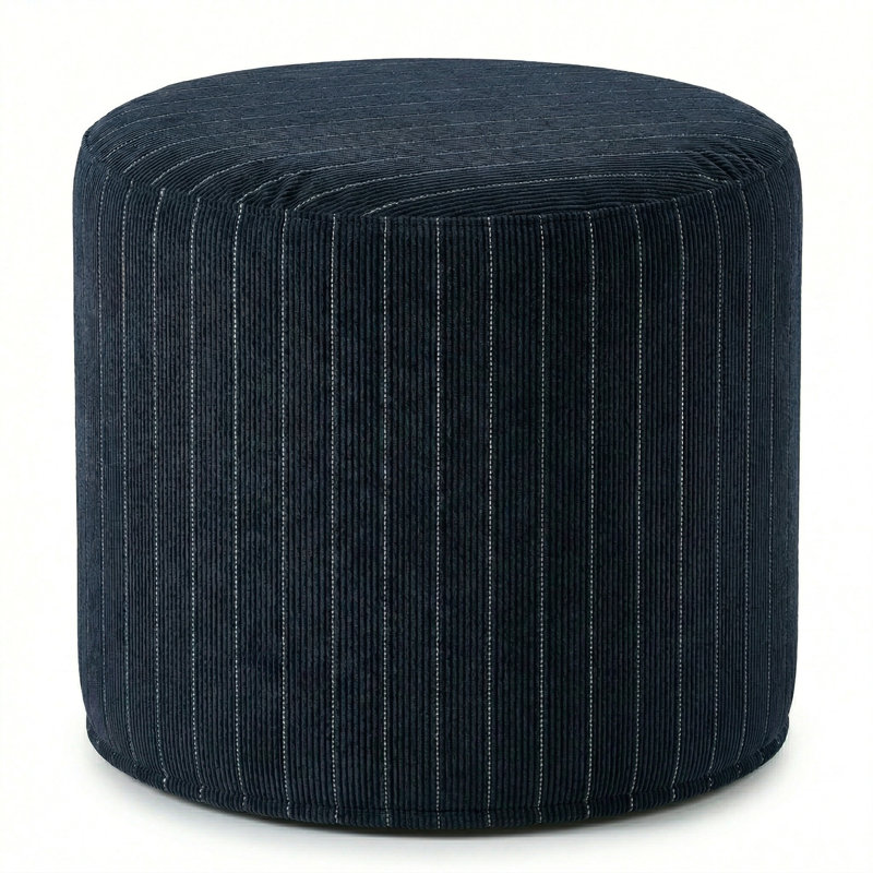 Berlin Gardens Lilly Hive 20" Round Pouf, Dark Blue