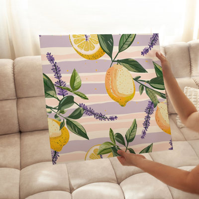 «Food and Kitchen Lemons & Stripes III», reproduction d'art moderne sans cadre