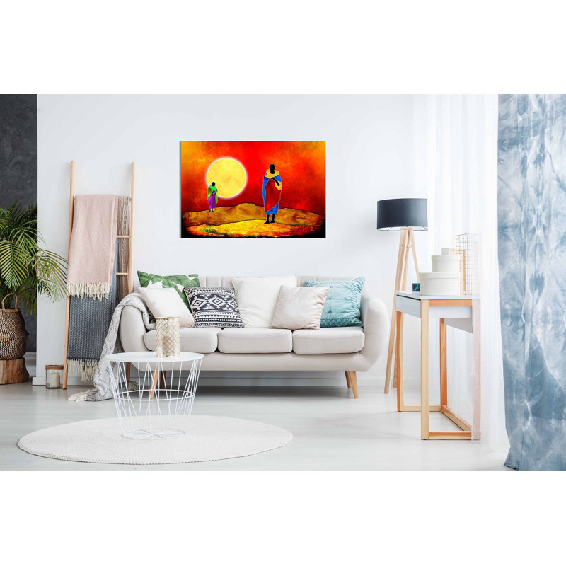 African Art Culture Tribe Dance Kenya - Wrapped Canvas Painting, 76cm H x 51cm W
