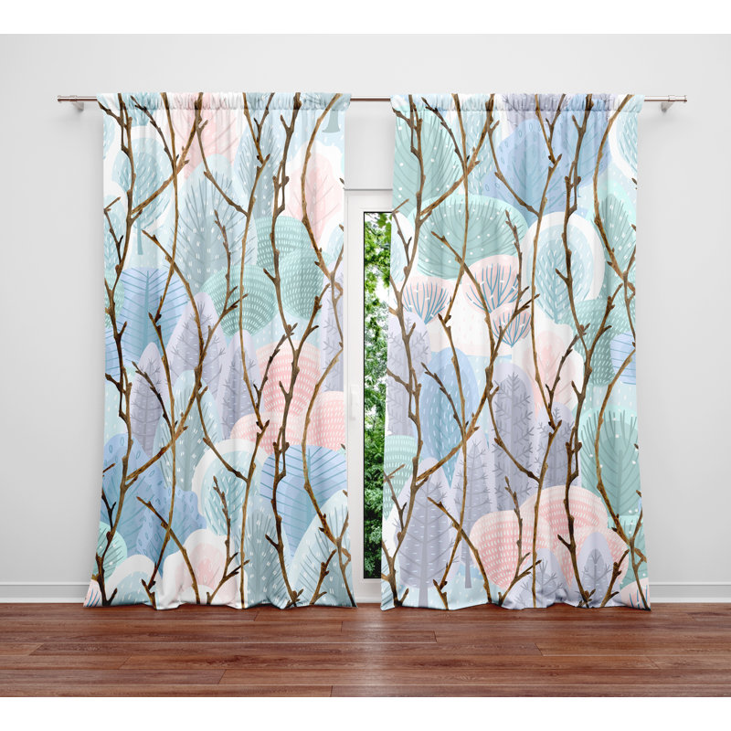 Paire de rideaux à motif floral Rahman, L 56 po x L 78 po