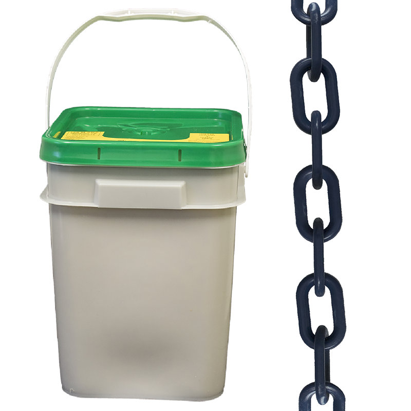 Chaîne de sécurité en plastique dans un seau, Bleu de cobalt, H 1,1 po x l 4200 po x P 0,15 po