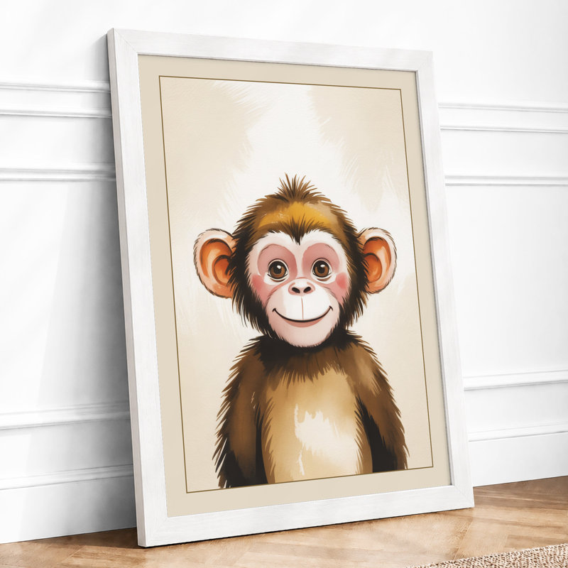 Chimpanzee Gaze Modern - Framed Print, A1 - 84.1 x 59.4 cm, White