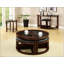 Table basse en noyer avec plateau en verre et repose-pieds pour mobilier de salon moderne