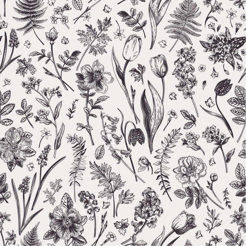 Peel & Stick Floral Tile, 2.08' W x 18.75' L