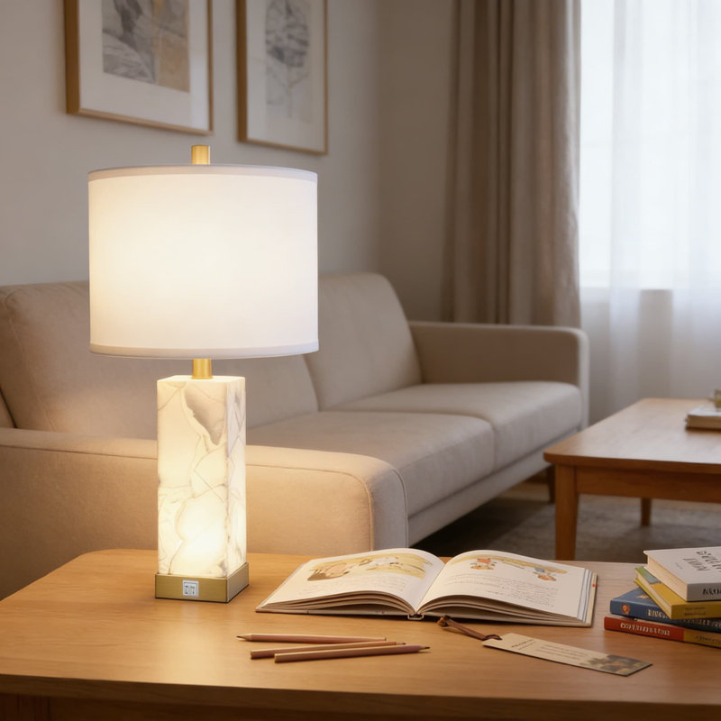 Ensemble de 2 lampes de table Scenekoy Modern, Blanc, À bascule, Blanc