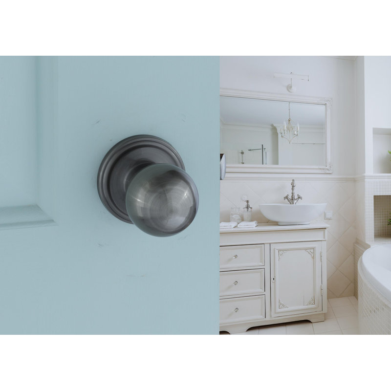 Bouton de porte simple avec rosette rond Ball, Nickel antique