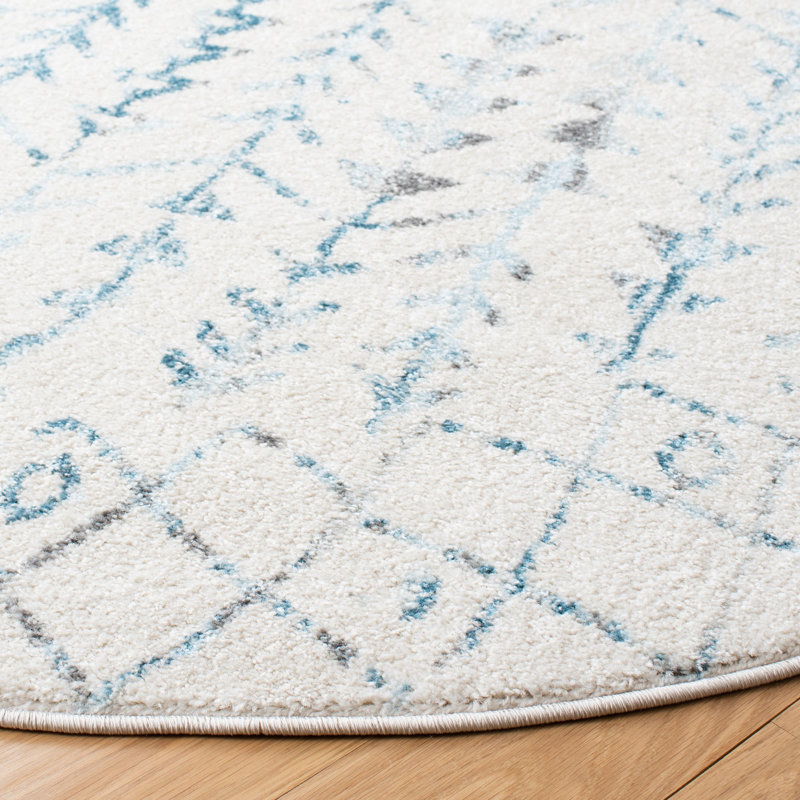 Tapis ivoire / turquoise Dillingham Southwestern, Rond 6 pi 7 po