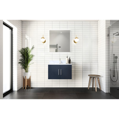 30 In. W X 22 D Navy Blue Bath Vanity And Led Mirror - Spacious Storage Nature Fully Assembled Bathroom Unit Quality