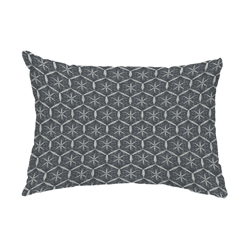 Geometric Outdoor Reversible Throw Pillow, Gray