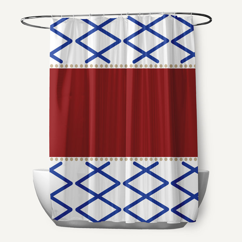 Rideau de douche simple nœud Fancy, Rouge / Bleu
