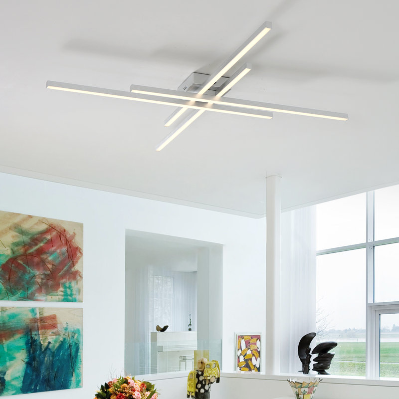 Plafonnier semi-encastré à DEL 4 lumières Whisman, H 2,8 po x l 38 po x P 38 po, Argent