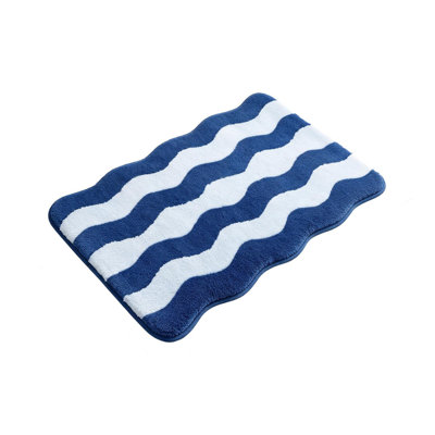 Polyester carpet Wave Patterns Flocked Bath Mat Faux Cashmeres Soft Absorbent Rug With Latexs Non Slide Backing Irregular Shape For Bathroom Shower Floor