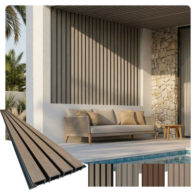 Linear WPC Exterior Wall Slat Siding and Cladding Panels 114 in x 8.62 in