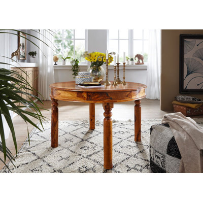 Oxford Acacia Round Solid Wood Top Dining Table