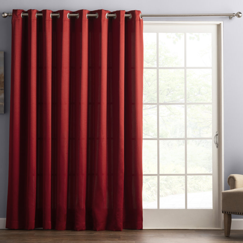 Polyester Room Darkening Noise Reducing Sliding Panel, Brick