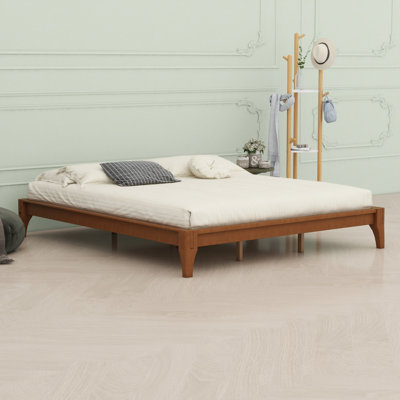 Wood Platform Bed Frame With Wood Slat Support
