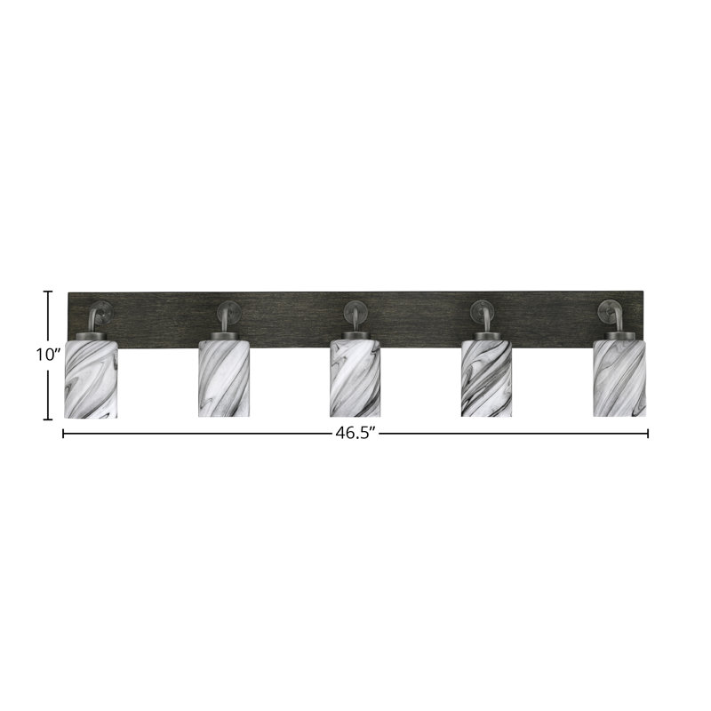 Barre d'éclairage de salle de bain 5 lumières Oxbridge, Graphite / gris vieilli