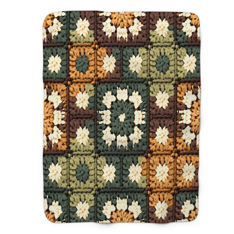 Imitation Crochet Boho - 1 jeté Sherpa Bl Premium, L 50 po x L 60 po