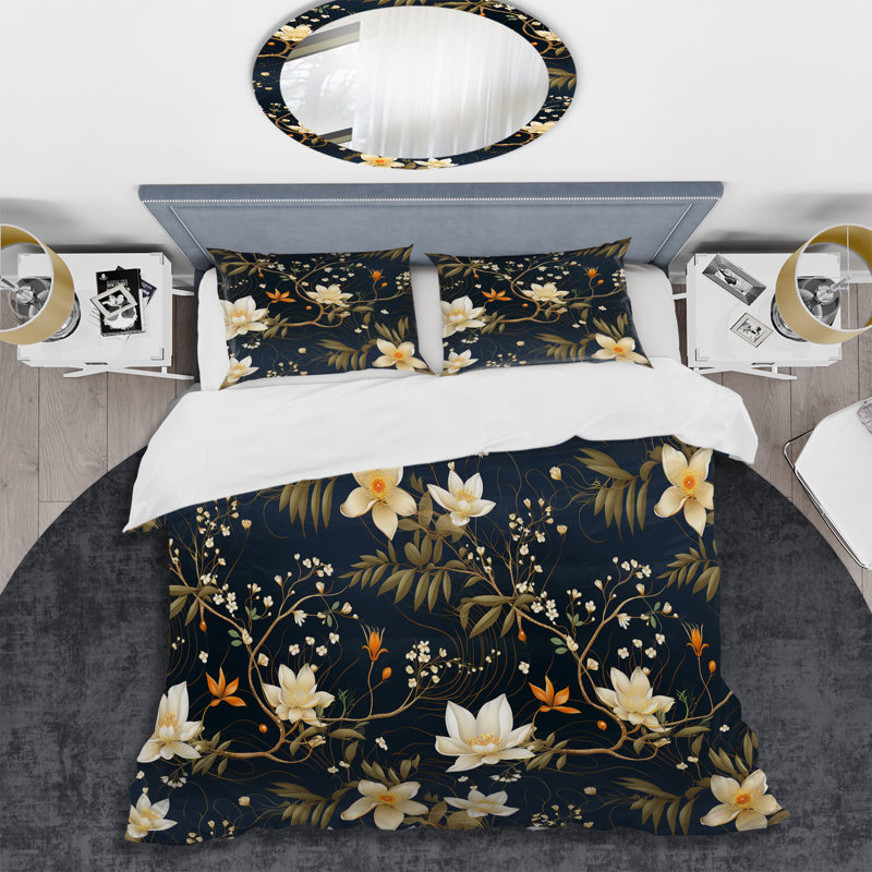 Ensemble de housse de couette Graceful Floral Essence Of Zen II, Housse de couette pour très grand lit et 2 très