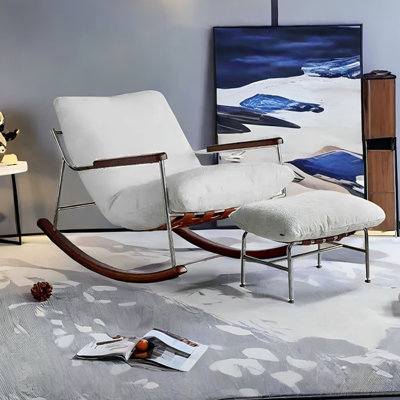 Chaise berçante confortable en chenille amovible