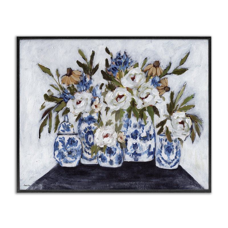  Ornate Flower Pots Still Life Framed Giclee Art by Amanda Hilburn, H 11 po x l 14 po, Giclée encadrée noir minuit
