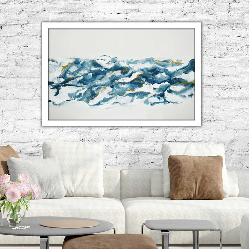 Into the blue (carré)-imprimé, H 21,5 po x l 27,5 po x P 0,75 po, Cadre blanc