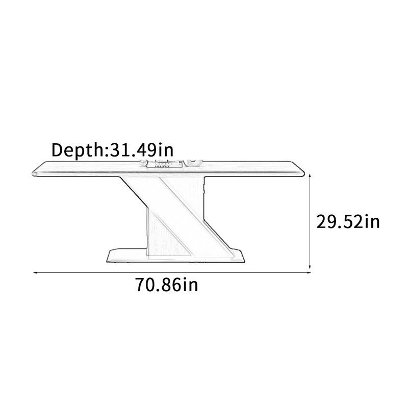 Table de salle à manger en bois massif de style médiéval, H 29,52 po x L 70,86 po x l 31,49 po
