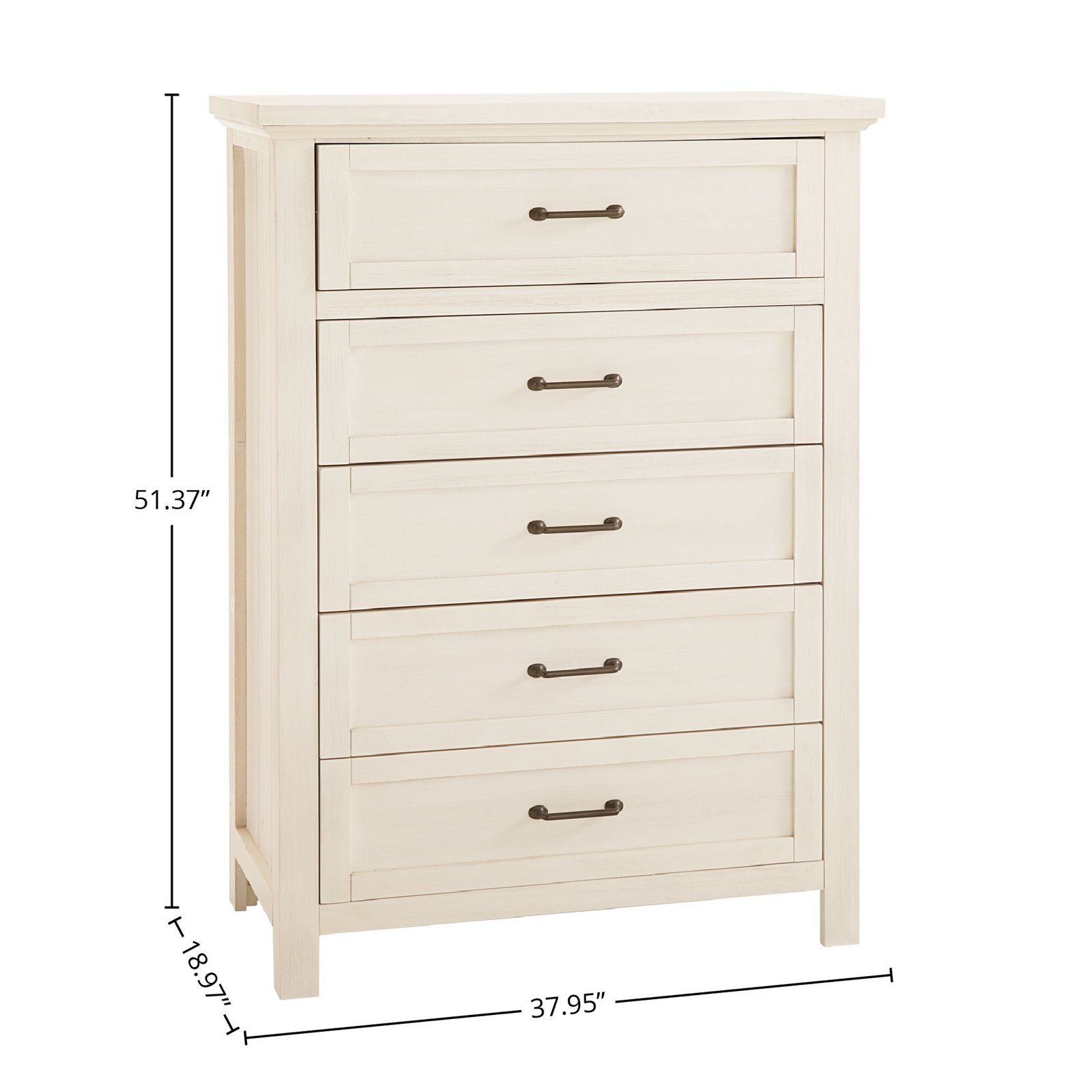 Aceline 5-Drawer Chest, Brushed White