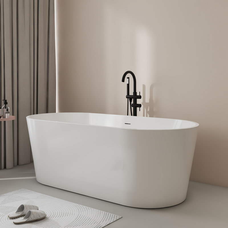67" Acrylic Freestanding Bathtub Modern Soaking Tub