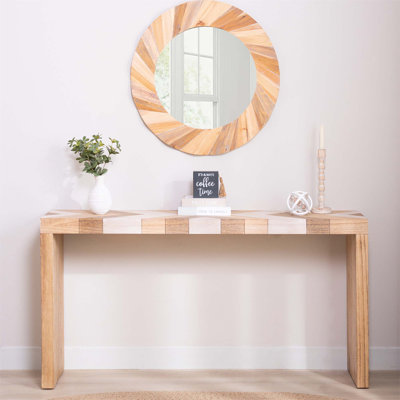 Console moderne à motif à chevrons, table d'entrée longue de 62 pouces, bois manufacturé durable pour le couloir et le salon