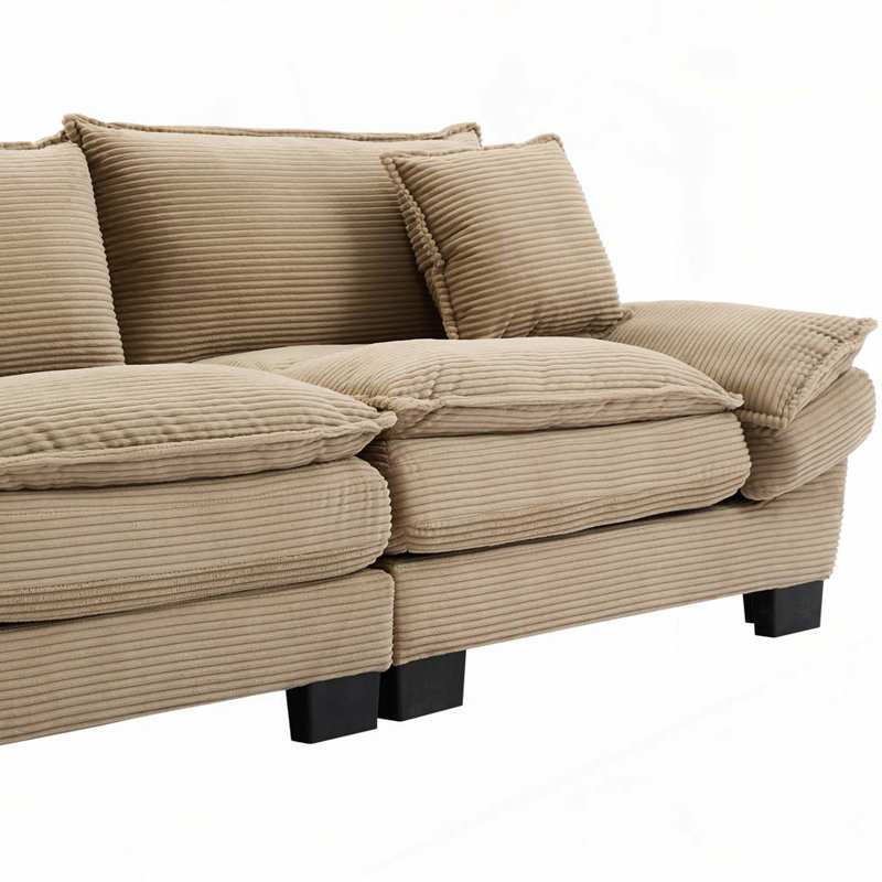 Canapé avec coussins Corduroy, Kaki