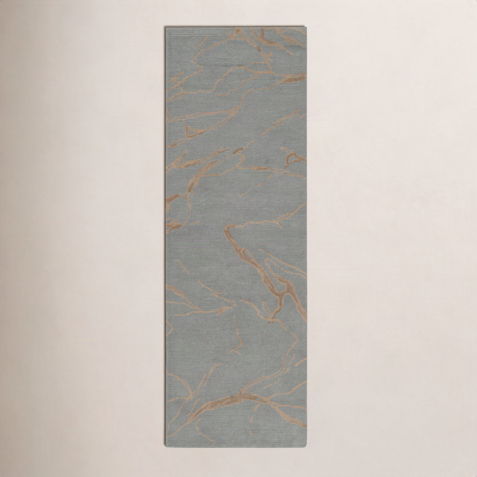 Hand-Tufted Abstract Wool Rug, Blue, Runner 2'6" x 8'